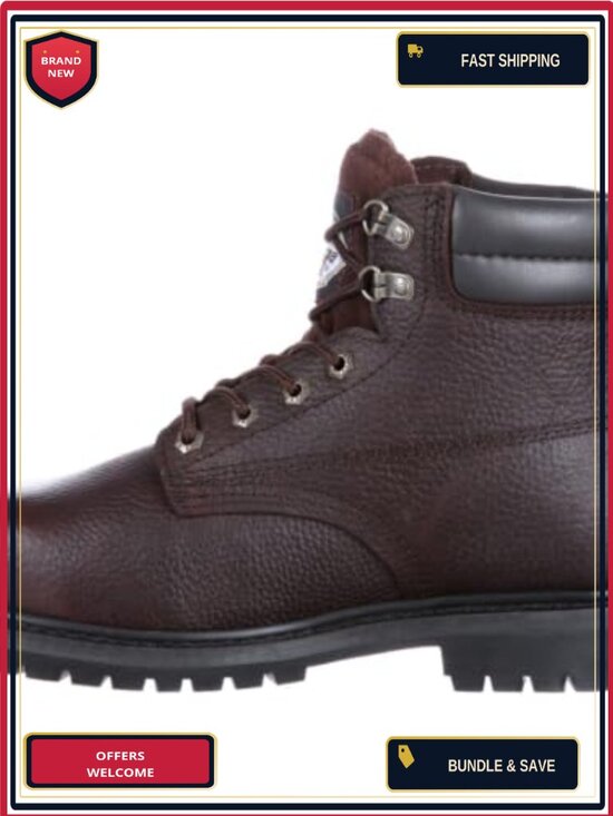 Men\'s Steel Toe Waterproof Work Boots, Leather, 6\